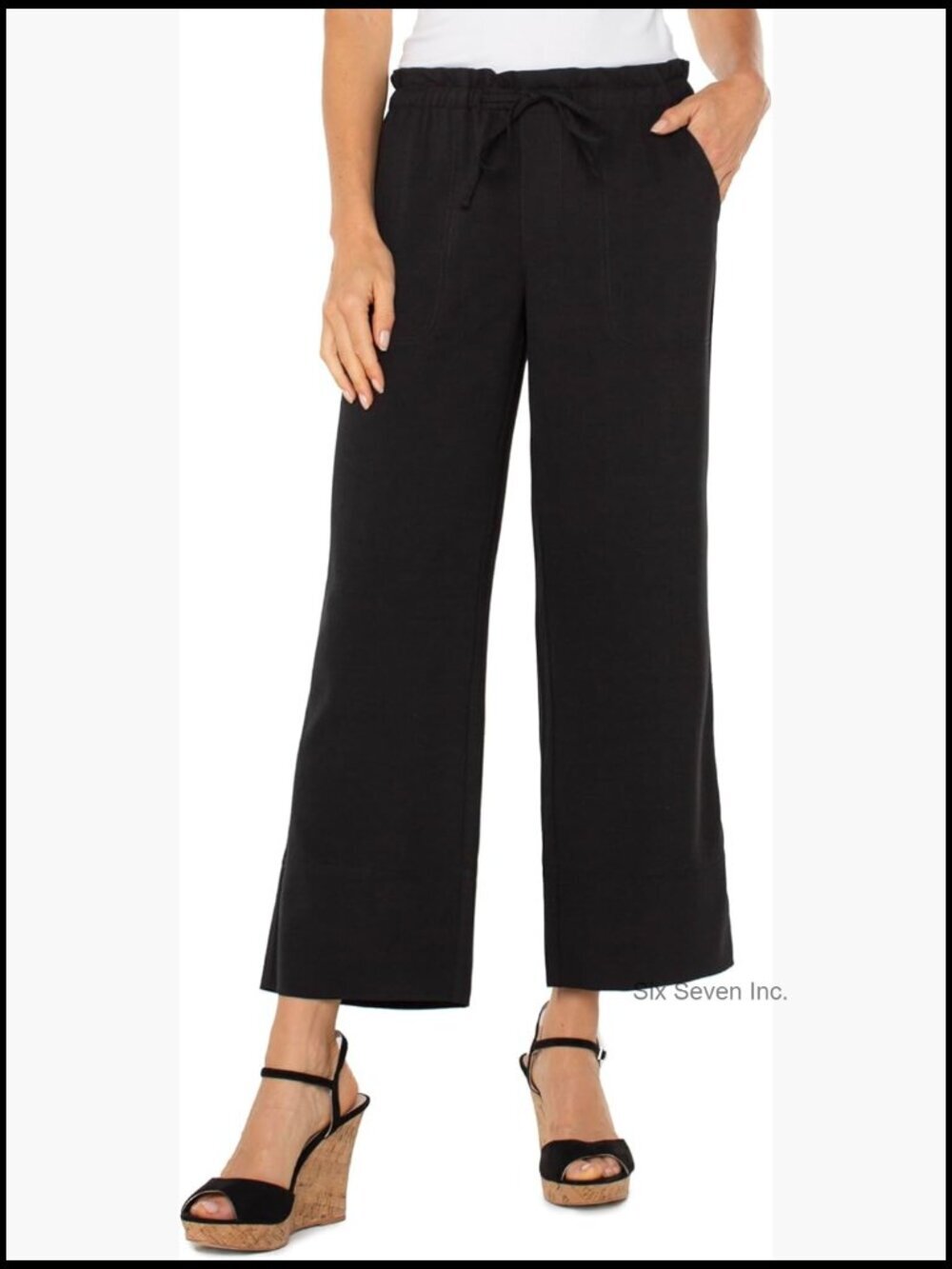 Pull On Tie Waist Wide Leg Ankle Pant 26